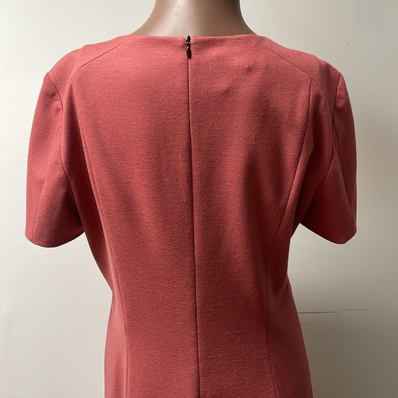Judith and & Charles Wool Midi Dress Shortsleeves A-Line Shift Peach Red 12 - Picture 6 of 11